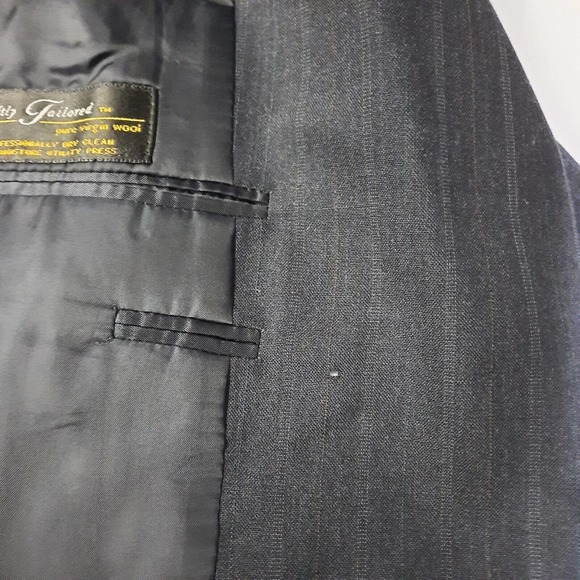 Vintage Hart Schaffner Marx Suit Blazer Men 44R Blue Stripe Sport Coat Wool - Picture 9 of 9